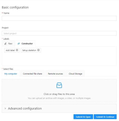 Create annotation task | CVAT