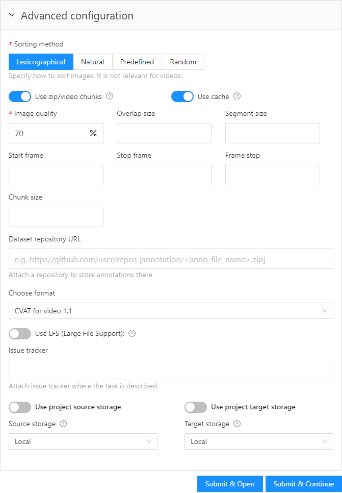 Create annotation task | CVAT